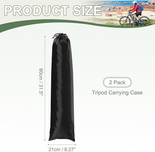 Tripod Case Bag, Nylon Tripod Storage Bag, Long Foldable Monopod Compact Carrying Organizer Pouch- Fitting for (Monopod/Light Stand/Umbrella/Travel) 31 x 8 In & 2 Pack & Black - Image 2