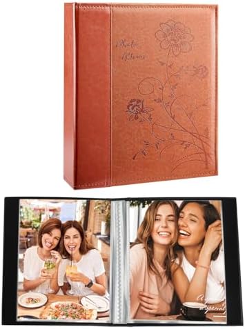 Artmag Small Photo Album 4x6 2 Pack, Each Pack with 26 Clear Pages Holds 52 Vertical Photos for 4x6 Picturs, Artwork or Postcards Storage (Brown) by Artmag