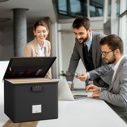 Fire Proof File Box for Documents - Portable Fireproof Document Organizer Box with Handle Waterproof Safe Locking Folder Storage with Lid - Image 5