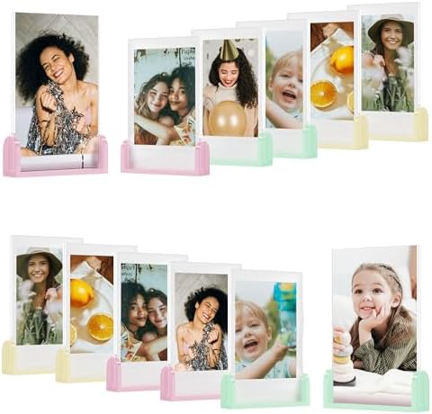 2x3 Mini Photo Frames for Instax Mini EVO/12/9/11/Liplay/Link/SE/8/9/41/7+/99/40 Camera Film, Small Tabletop Polaroid Picture Frame, Cute Multi-Color Acrylic Photo Frame Set, 12 Pack by Janaden