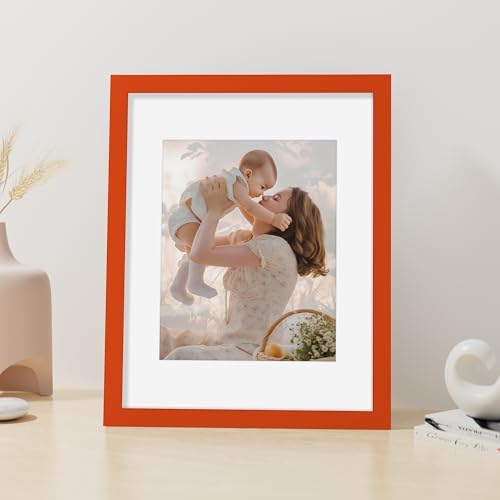 Vittanly 11x14 Picture Frame Made of Solid Wood for Wall & Tabletop, Orange - Image 4