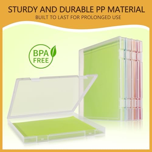 12x12 Inch Scrapbook Paper Storage, 4 Pack Plastic Paper Storage Box with Colorful Tab, Clear Stackable Paper Organizer for Paper, File, Photo, Craft Supply, Puzzle, Office Supply, Vinyl Sheet - Image 4