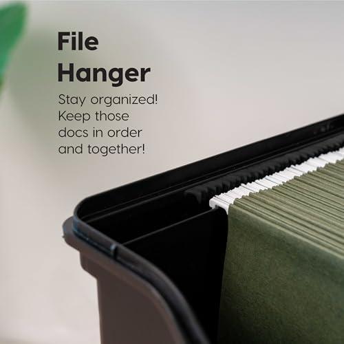 IRIS USA File Box Organizer with Lid, Letter File, Portable Handle, Black - Image 2