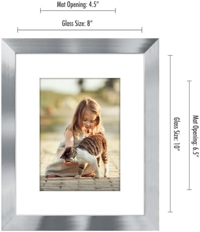 Americanflat 8x10 Picture Frame with Polished Crystal-Clear Glass - Use as 5x7 Frame with Mat or Display 8x10 Photo Without Mat - Signature Collection - Picture Frames for Tabletop and Wall - Silver - Image 2