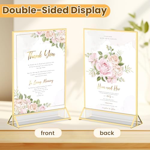 Acrylic Sign Holder 5X7 Double-sided Gold Frames ，6 Pack - Image 3