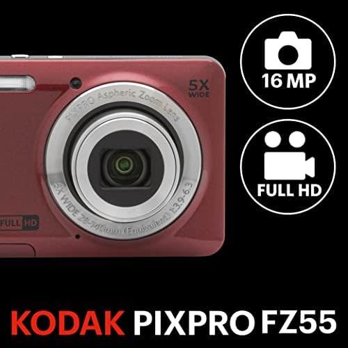 KODAK PIXPRO FZ55 16MP Compact Digital Camera, 5X Optical Zoom, Red - Image 3