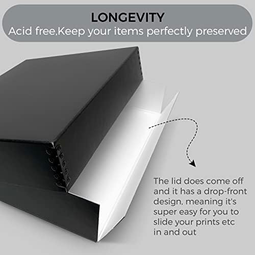 Lineco Museum Archival Storage Box, Drop Front, 11.75x15.25x3 in, Black - Image 5