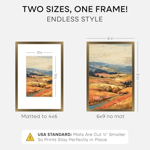 Homeforia 6x9 Bronze Picture Frame, High-End Metal, 4x6 Mat, Glass - Image 2