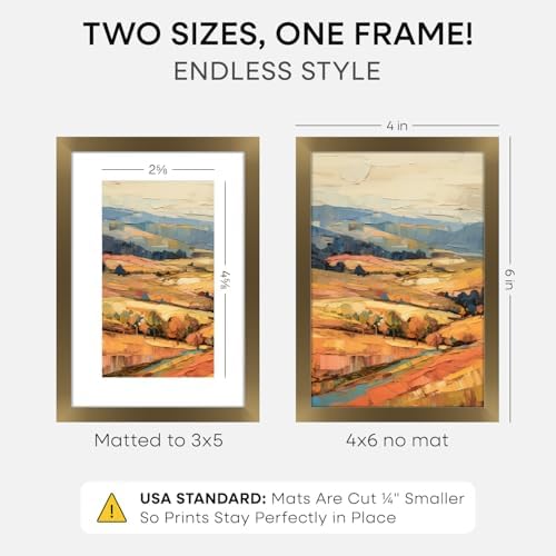 Homeforia 4x6 Bronze Picture Frame, High-End Metal, 3x5 Mat, Glass - Image 2