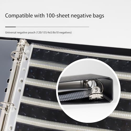 Black Acid Free Film Protector Storage Box Set, 3 Ring Film Negative Binder, 30 Pcs 135 35mm Negative Page Preservers - Image 4