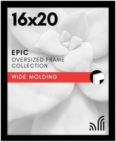 Americanflat 16x20 Poster Frame - Black Engineered Wood with Polished Plexiglass - Wide Picture Frame for Vertical or Horizontal Wall Display - Epic Collection - Black by Americanflat