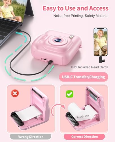 Kids Camera Instant Print, 1080P Dual-Lens Digital Camera for Kids, Pink - Image 7