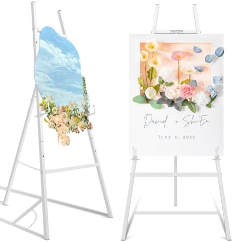 Easel Stand for Sign, 4-Tier Height Adjustable, White - Image 2