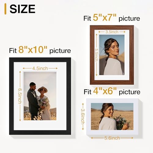 Vittanly 10 Pack Gallery Wall Frame Set, Black, Walnut Brown, White - Image 3