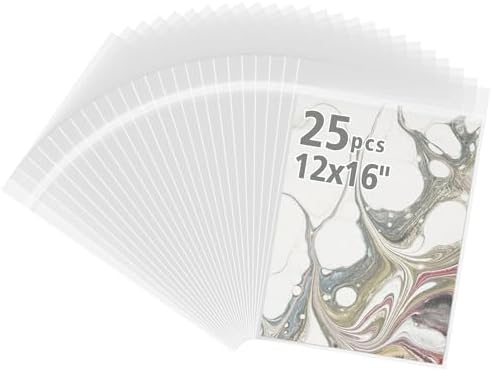 Frametory, 25 Pack 12 2/5" x 16 1/2" Acid-Free Clear Plastic Bags by Frametory