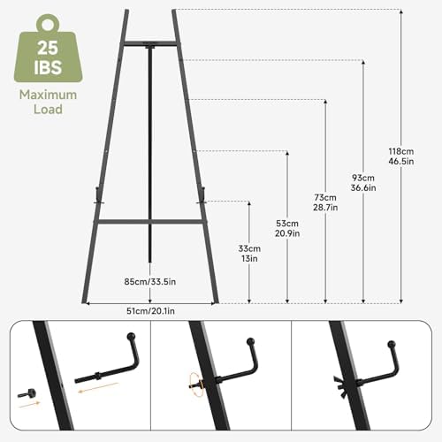 Easel Stand for Sign, Metal Display Easel with Adjustable Chain, Black - Image 6