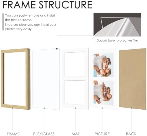 DUENPY 8x10 Solid Wood Double Frame For 2 4x6 Photos - Image 3