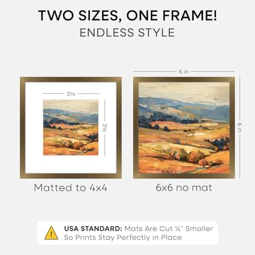 Homeforia 6x6 Bronze Picture Frame, High-End Metal, 4x4 Mat, Glass - Image 2