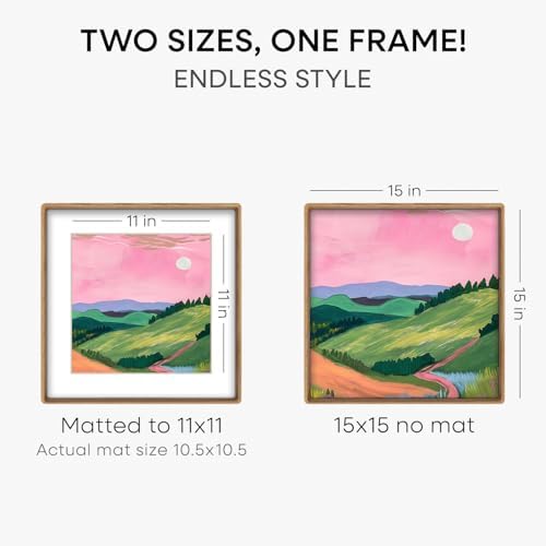 Homeforia 15x15 Mortise&Tenon Natural Oak Picture Frame, 11x11 Mat, Glass - Image 3