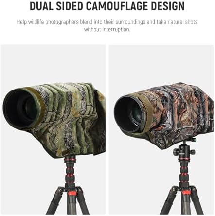 NEEWER PB019 Camera Rain Cover XL Large Waterproof Raincoat Protective Cover for Canon Sony Nikon Fujifilm DSLR Camera & Lenses up to 800 mm Double-Sided Camouflage Green Nylon - Image 3