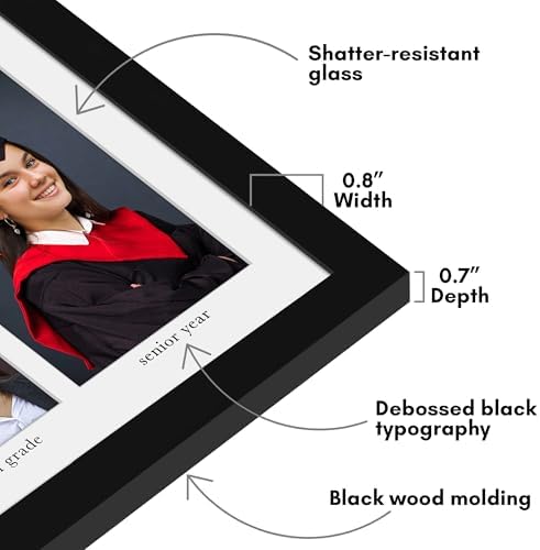 Americanflat 9x22 School Picture Frame Pre-K to 12 with Shatter-Resistant Glass - Fits Twelve 2.5x3.5 Photos and One 5x7 Photo - Signature Collection - K-12 Picture Frame for Wall Display - Black - Image 3