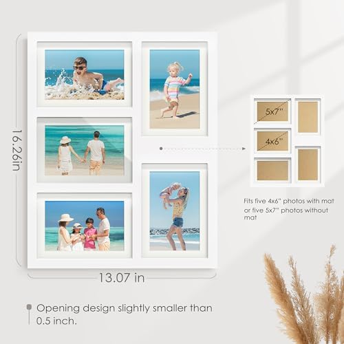 DUENPY 5x7 Collage Frame Holds 5 4x6 Photos White - Image 3