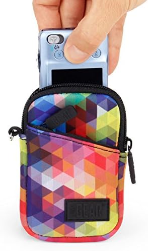 USA Gear Digital Camera Case, Small Camera Pouch Fits Nikon Coolpix AW100, A900, S7000, S6900, S8200, A10, S4300, W300, Compact Neoprene Sleeve, Belt Loop, Wrist Strap, SD Card Pocket (Geometric) - Image 2