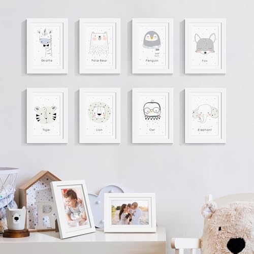 upsimples 5x7 Picture Frame Set of 10, Display Pictures 4x6 with Mat or 5x7 Without, Multi Photo Frames Collage for Wall or Tabletop Display, White - Image 2