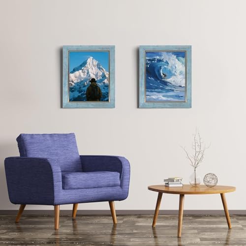 XUANLUO 8x10 Picture Frames Set of 4,Rustic Retro Photo Frame(Blue) - Image 5
