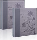 Photo Album 8x10 2 Packs Clear Pages Pockets Leathe Cover Slip Slide in Photo Album Each Holds 100 Vertical 8x10 Photos Picture Book for Wedding Family (Grey) by Miaikoe