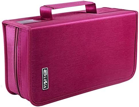 Siveit CD/DVD Storage Holder - 128 Capacity Organizer, Portable CD Wallet for Home & Travel (Black, Rose) by Siveit