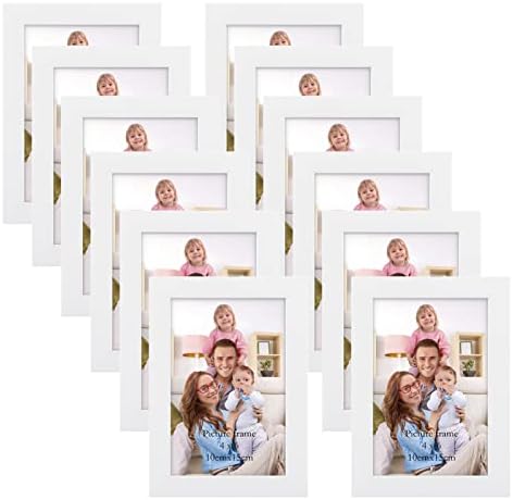 Giftgarden White 4x6 Picture Frame Pack of 12, Multi White Woodgrain 4 by 6 Photo Frames Bulk for Wall or Tabletop Display by Giftgarden