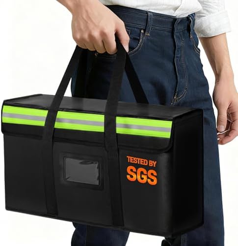 Large Fireproof Document Bag for Home Safe Storage, 15 x 12 x 6in, Black by Amerbro