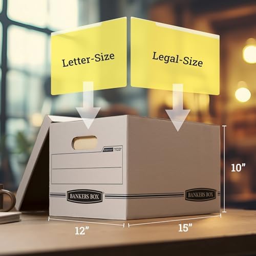 Bankers Box 12-Pack Basic-Duty File Storage Box with Lid, Letter/Legal - Image 2
