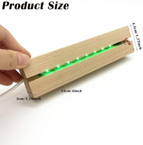 4Pcs Rectangle Wood LED Light Stand Display Base for Plexiglass Acrylic - Image 2