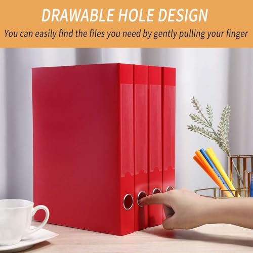 HUA JIE 4 Pack A4 Storage File Boxes Plastic Archives Cases with Lid,Red - Image 5