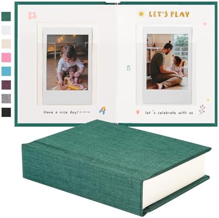 Instax Mini Photo Album with Writing Space, Linen Cover, Green by Unknown