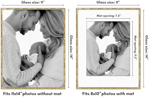 Americanflat 11x14 Bamboo Picture Frame - Matted to 8x10 - Metal - Gold - Image 2