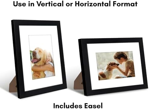 Americanflat 8x10 Picture Frame with Shatter-Resistant Glass - Set of 4 - Use as 5x7 Frame with Mat or Display 8x10 Photo Without Mat - Signature Collection - Photo Frames for Tabletop or Wall - Black - Image 4