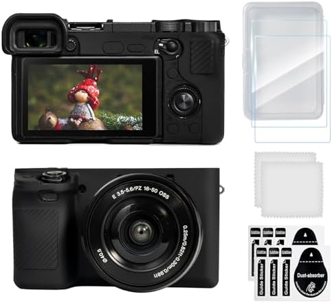 Case for Sony Alpha A6400 A6300, 2 Screen Protector, Black by TYUANDOUER
