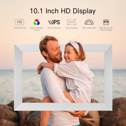 Anna Bella Digital Picture Frame 10.1 Inch IPS HD Touch Screen WiFi Smart Digital Photo Frame with 32GB Storage, Auto-Rotate, Easy Setup to Share Photos or Videos Remotely via AiMOR APP White - Image 3
