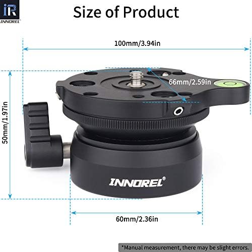 INNOREL Tripod Leveling Base, LB60 Leveling Base Half Ball with Offset Bubble Level and Bubble Level Bag for Canon, Nikon and Other DSLR Cameras with 1/4" Thread, Tripods and Monopods with 3/8" Thread - Image 3