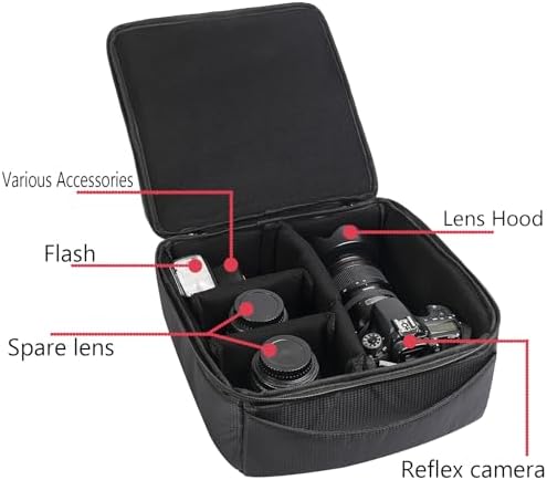 Water Resistant Camera Insert Bag DSLR SLR Camera Case Upgraded Version and Lens Storage Carrying Case (Black) - Image 6