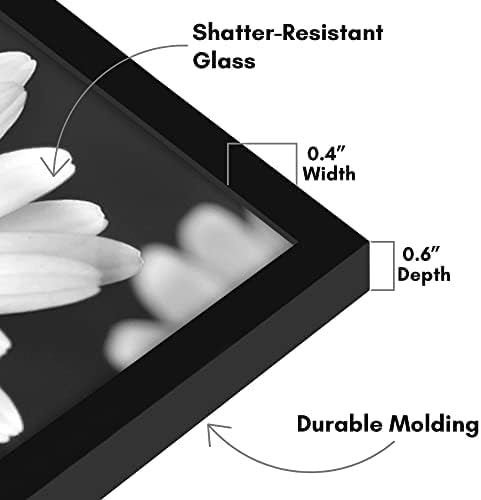 Americanflat 5x7 Picture Frame with Shatter-Resistant Glass - Use as 4x6 Frame with Mat or Display 5x7 Photo Without Mat - Streamline Collection - Picture Frames for Tabletop and Wall - Black - Image 3