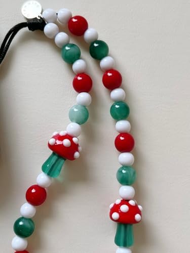Drawwind Phone Charm Strap Cute Wrist Straps Cell Phone Charm String Y2K Aesthetic Lanyard Wristlet Chain for Case Camera AirPods Bags Keychains (Red Mushroom) - Image 6