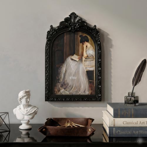 Cuspin 6x8 Black Picture Frame Vintage Ornate Arched Gothic Photo Frame - Image 3