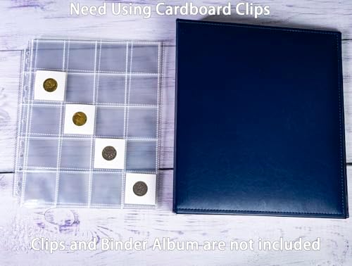 30 Pack 600 Pockets 2x2” Coin Flip Sleeves, Heavy Duty Stamp Collection Pages for 3 Ring Binder, 20 Pocket Photo Slide Flips Organizer Sheet, Top Loading Clear Cardboard Coin Holder Sleeves - Image 3