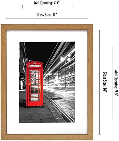 Americanflat 11x14 Picture Frame with Shatter-Resistant Glass - Use as 8x10 Frame with Mat or Display 11x14 Photo Without Mat - Signature Collection - Picture Frames for Wall Display - Dark Oak - Image 2