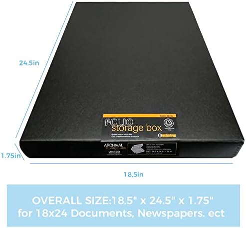 Lineco Clamshell Archival Storage Box, 18.5x24.5x1.75 Inch, Black - Image 2