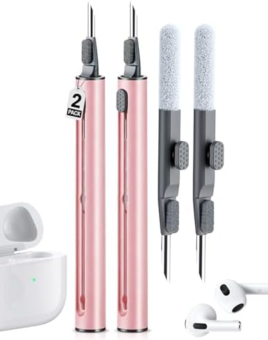 Cleaner Kit for Airpods, Earbuds Cleaning kit for Airpods Pro 1 2 3, Phone Cleaner kit with Brush for Bluetooth Earbuds Cleaner, Wireless Earphones,iPhone,Laptop, Camera (Pink) by AKIKI